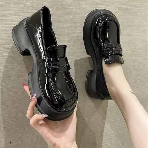 Patent Leather All-Match Clogs Platform Loafers